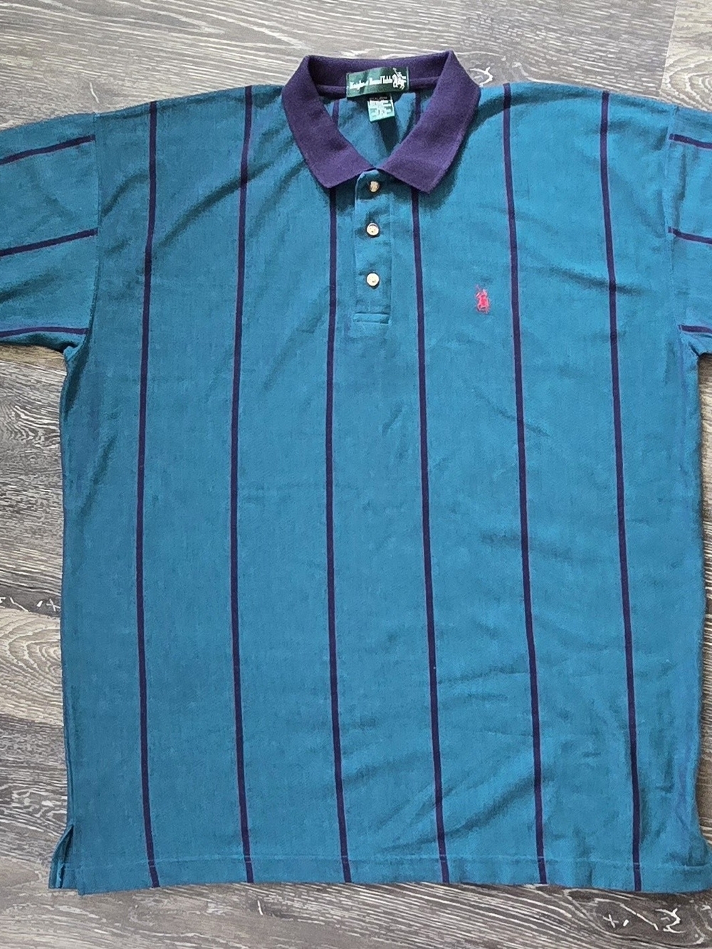 Vintage Ralph Lauren Polo Teal & Navy Stripe Men's Shirt XL